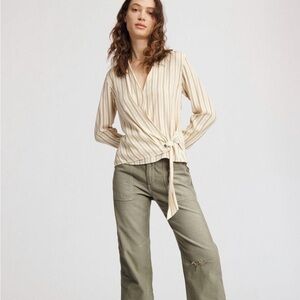 Rag & Bone Silk Striped Wrap Blouse Small